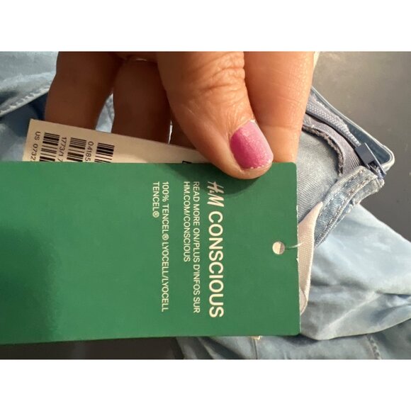 NEW H&M Conscious Womens Dress Size 10 Tencel Lyocell Blue Boho Vacation Resort - Picture 7 of 10